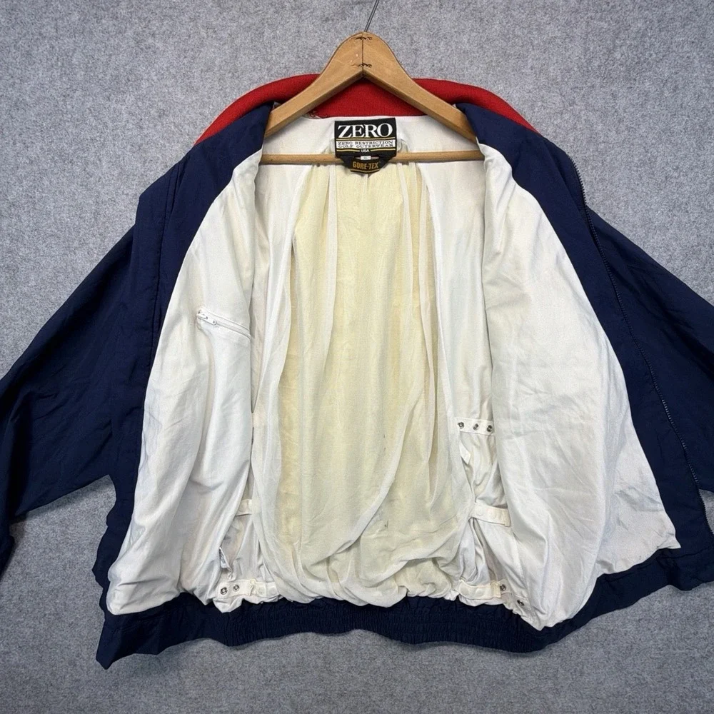 Vtg Zero Restriction GORE-TEX Golf Jacket XL Mens Navy Blue Waterproof Rain USA